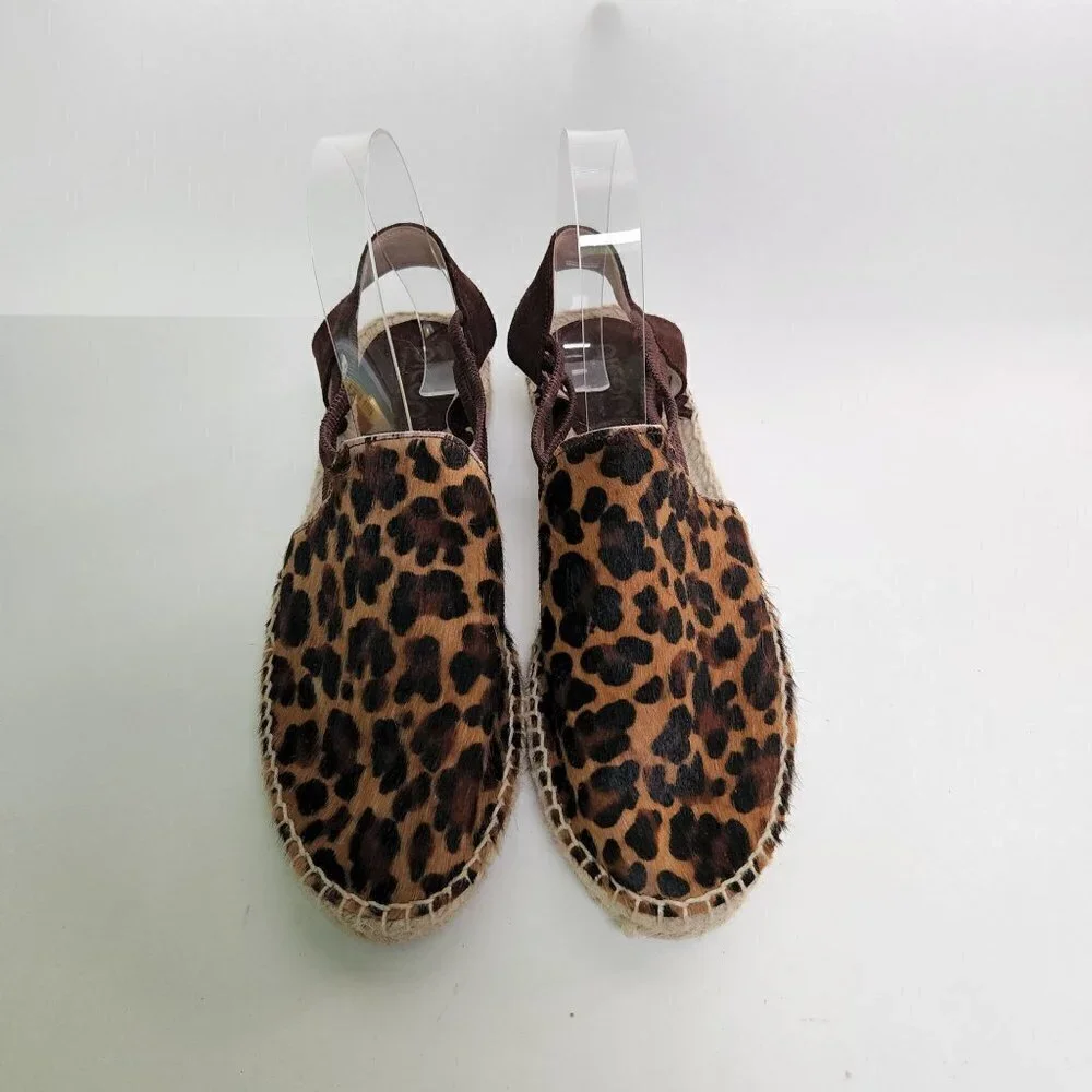 Picon Made In Spain Leopard Print Leather Espardrilles Size 8